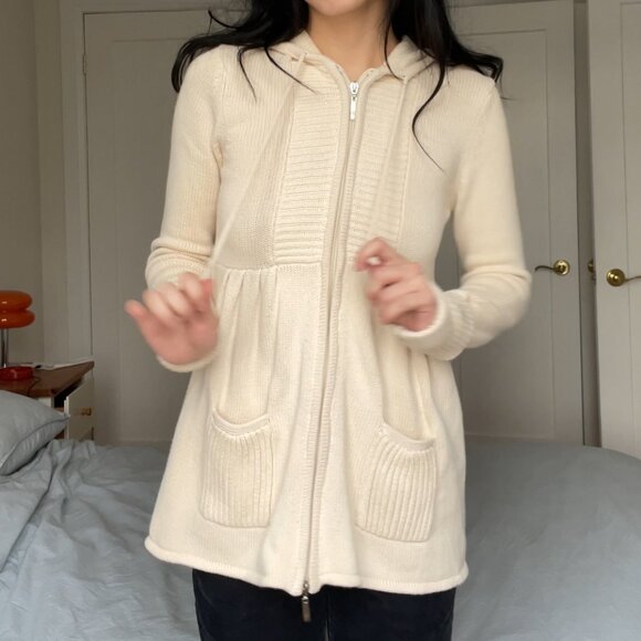 Vintage Between Me & You Babydoll Zip Hooded Sweater w Pockets - Picture 1 of 8